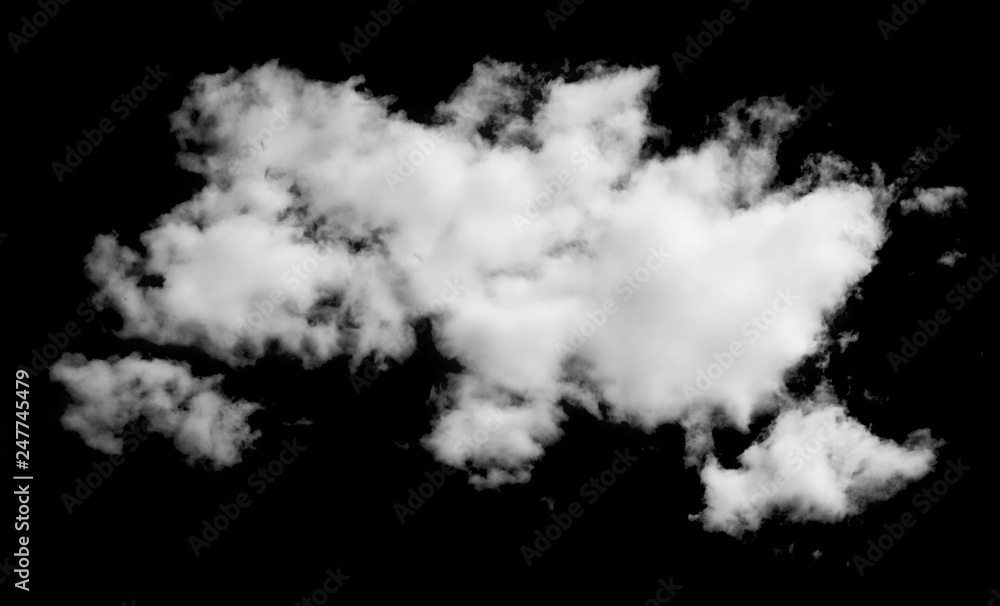 Naklejka Fluffy cloud isolated on black background