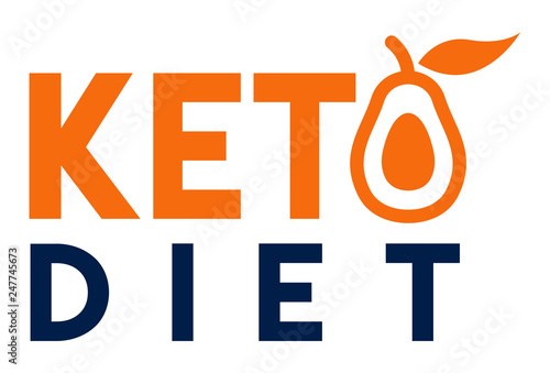 Ketogenic Diet Logo with line icon avocado, Vector