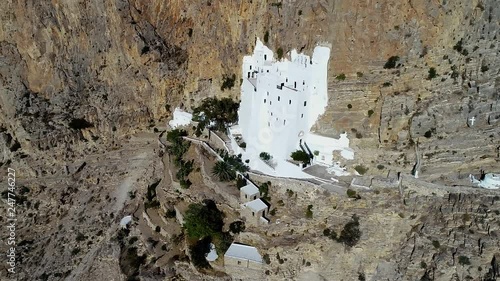 Aerial view of of Panagia Hozovitissa monastery on Amorgos island photo