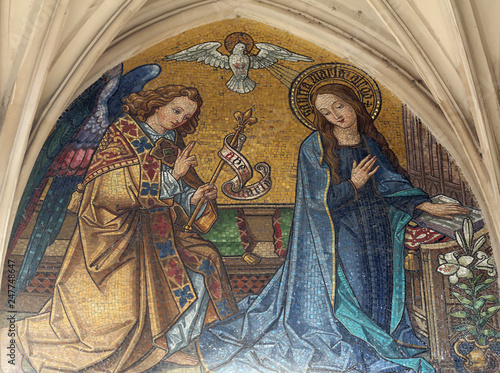 Photography Mosaic of Annunciation from main portal of Maria am Gestade church in Vienna