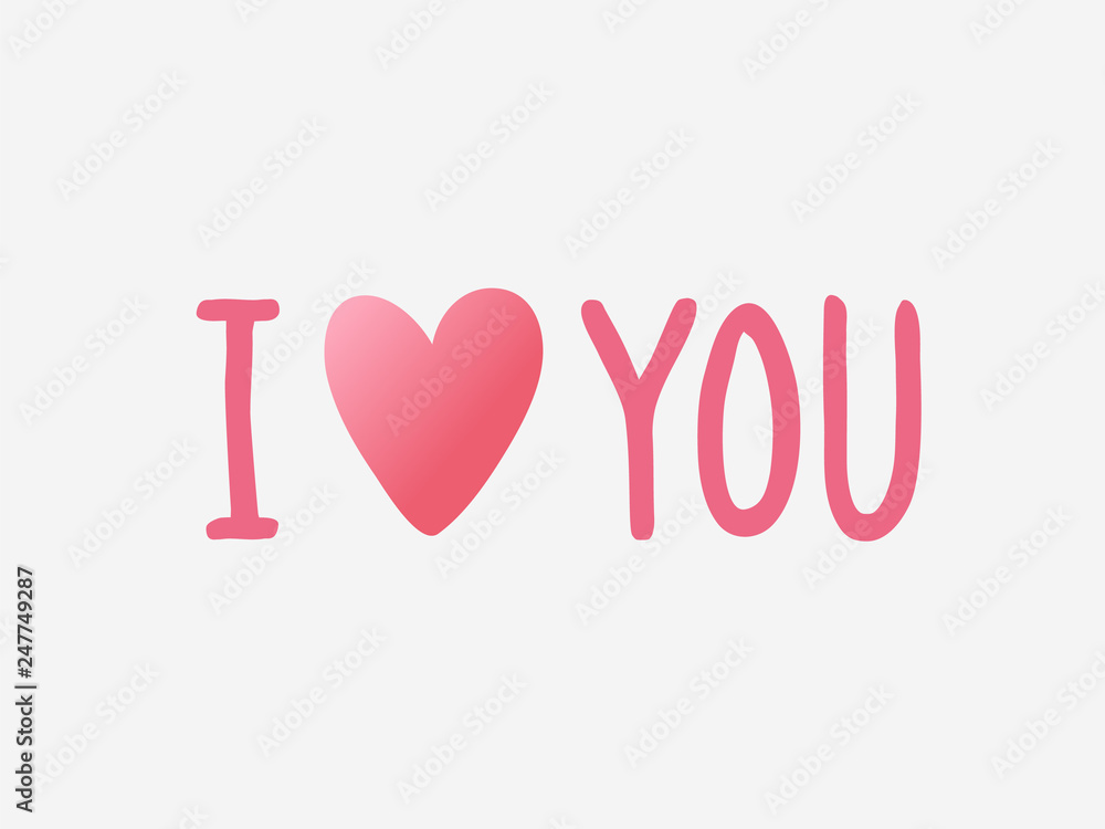 I Love You. Unique Hand Drawn Design. Vector