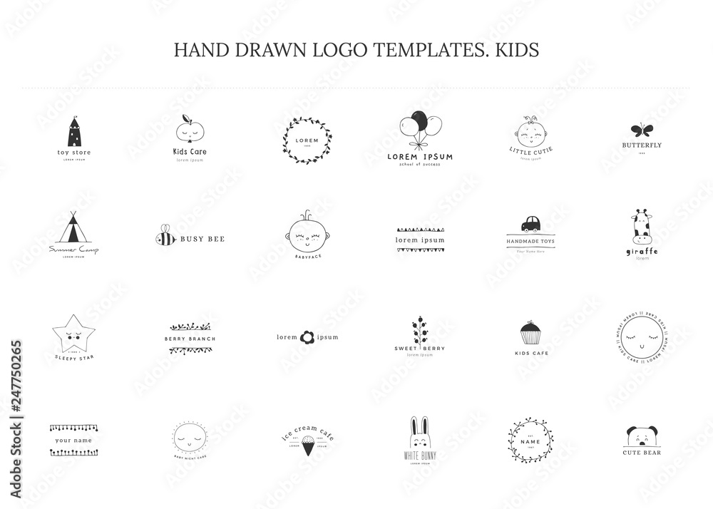 Big vector set of logo templates for children related businesses. Big vector set of logo templates for children related businesses.