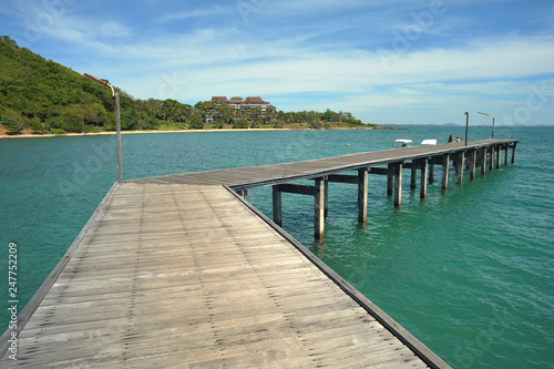 The beautiful wooden bridge extending into the sea. Khao Laem Ya National Park  Rayong  Thailand.