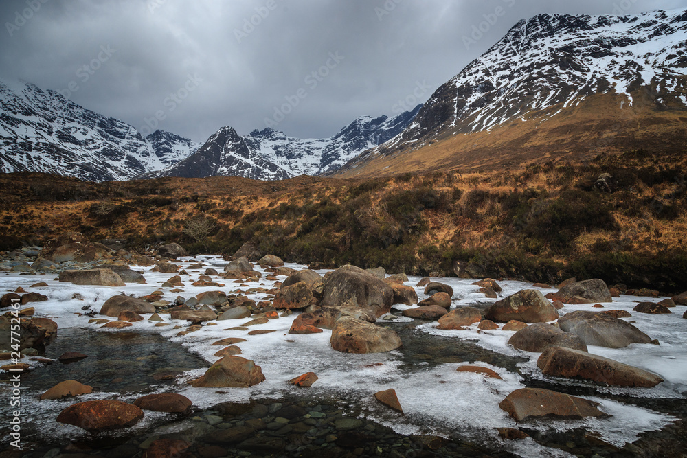 River Brittle and Fairy Pools in Isle of Skye, Highlands, Scotland.