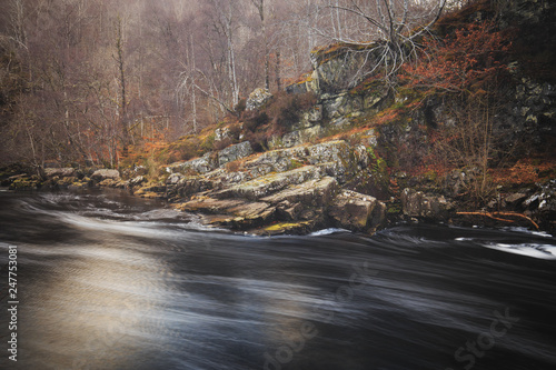 Black Water river in Scottish Highlands, Rogie Falls near Tarvie. photo