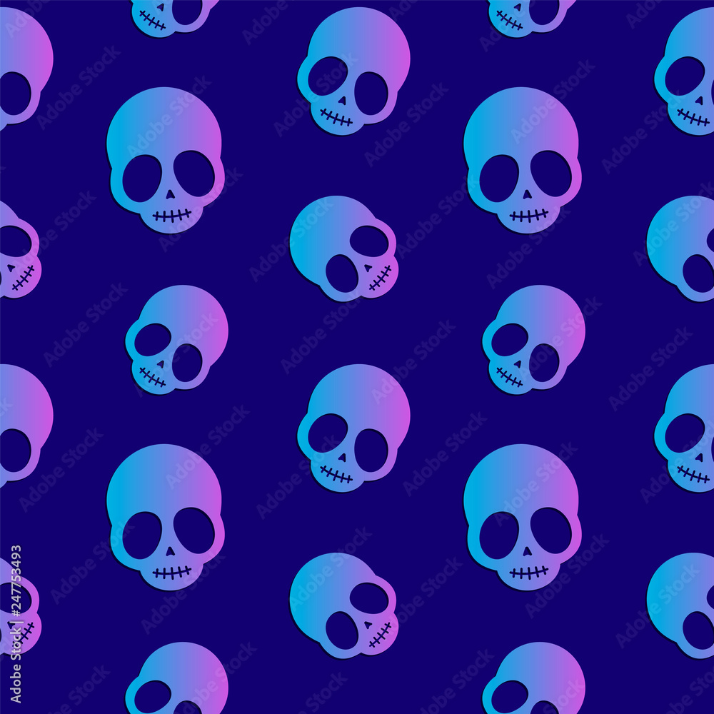 Vector creative seamless pattern. Gradient skull. Abstract design.