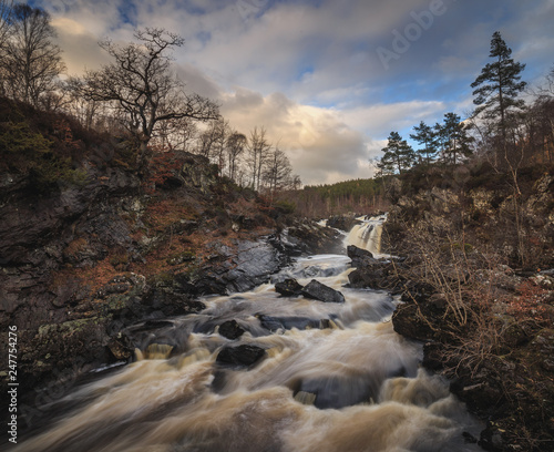 Black Water river in Scottish Highlands, Rogie Falls near Tarvie.