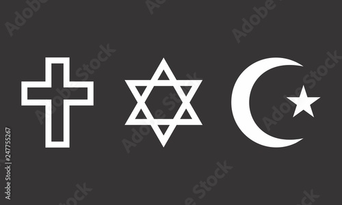 Set of religious symbols