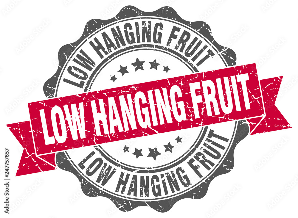 Fototapeta premium low hanging fruit stamp. sign. seal