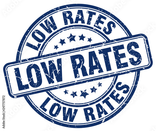 low rates blue grunge stamp