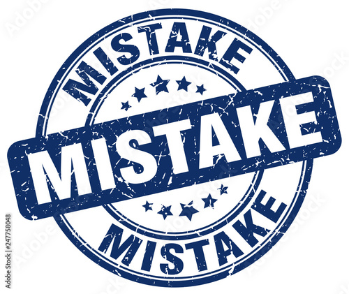 mistake blue grunge round vintage rubber stamp