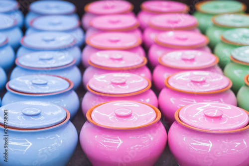 Colorful pots jars
