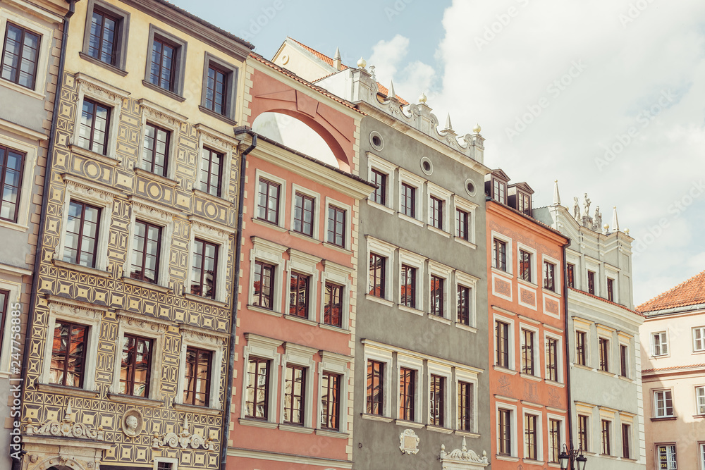 Old town of Warsaw, Poland. Buildings landscape