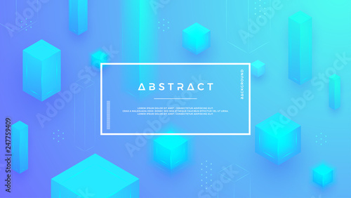 Modern background with a combination of abstract blue cubes.