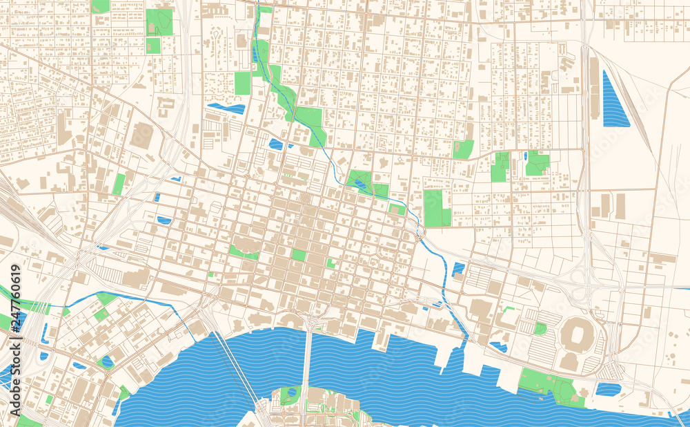 Naklejka premium Jacksonville Florida printable map excerpt