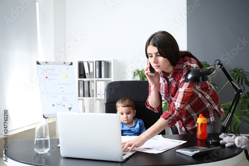 Young mother with her son w...