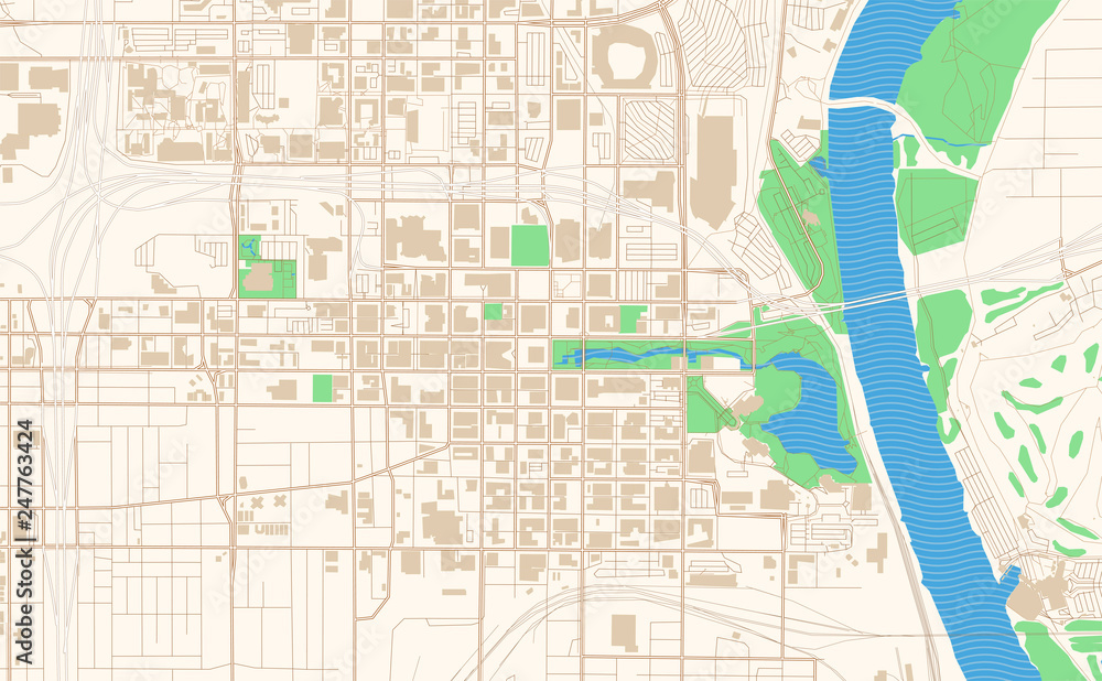 Fototapeta premium Omaha Nebraska printable map excerpt