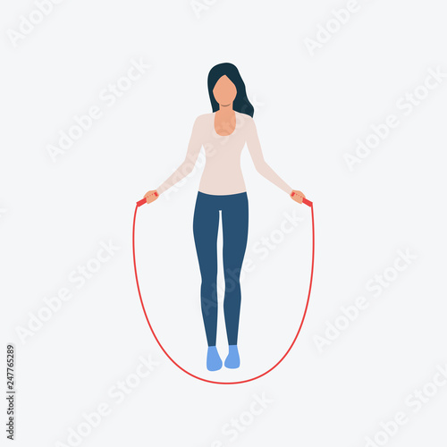Woman jumping rope flat icon