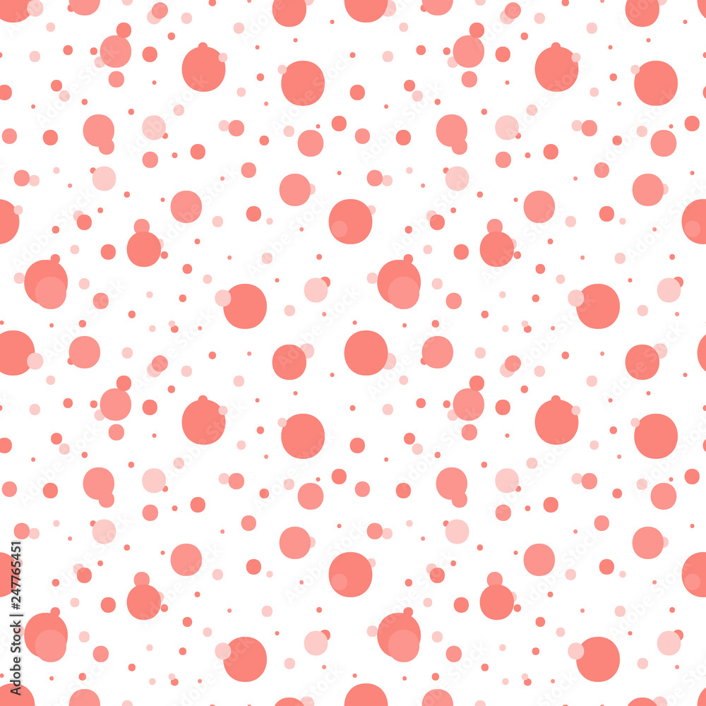 Fototapeta Coral chaotic circles, dots, molecules abstract seamless pattern background.