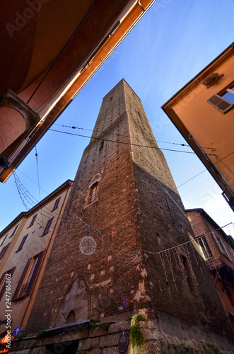 Bologna, Emilia Romagna, Italy. December 2018. The Tower of Azzoguidi photo