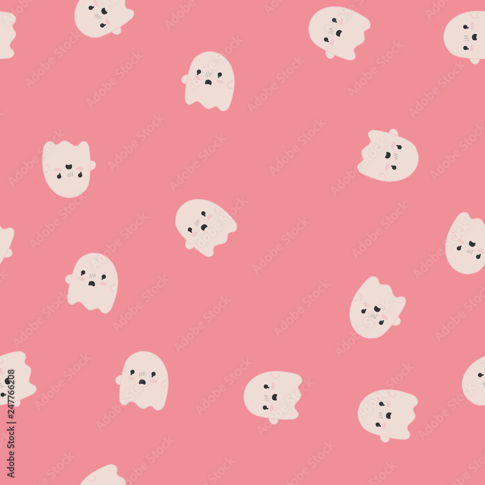 Seamless pattern with sweet kawaii characters. Vector Seamless pattern with sweet kawaii characters. Vector