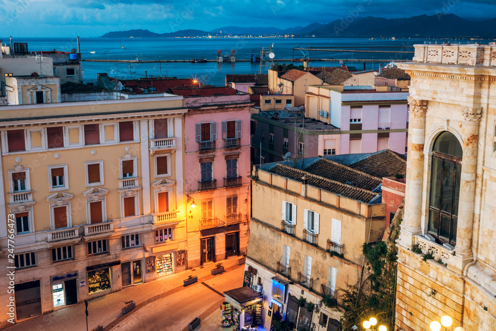 morning bastion of the city of Cagliari and the view from it with a panorama of the city of Sardinia