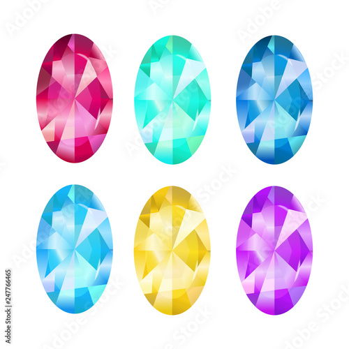 Collection jewelry. Gem vector emerald, sardius, sapphire, topaz. Game icon on a white background.