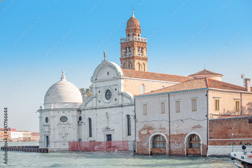 Old cemetery on island in Venice is a famous tourist landmark and destination