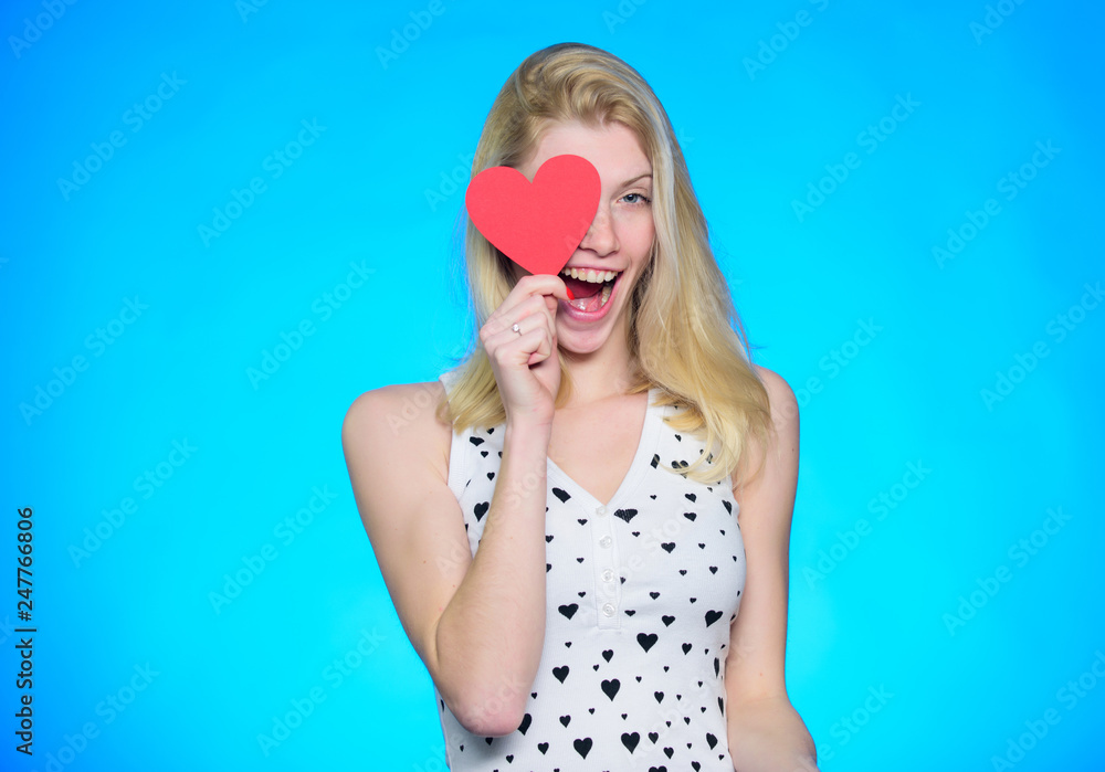 I give you my heart. Valentines day party. happy woman on blue background. Love and romance. woman with decorative heart. Date. Romantic greeting. Valentines day sales I give you my heart. Valentines day party. happy woman on blue background. Love and romance. woman with decorative heart. Date. Romantic greeting. Valentines day sales