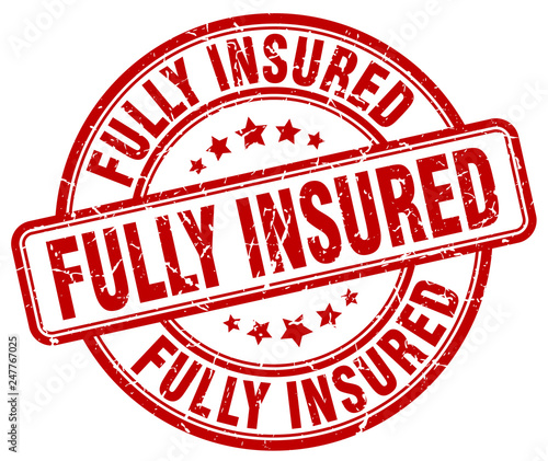 fully insured red grunge stamp