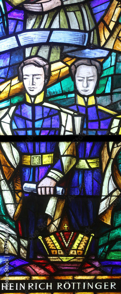 Stained glass in Votiv Kirche (The Votive Church) in Vienna, Austria Stained glass in Votiv Kirche (The Votive Church) in Vienna, Austria