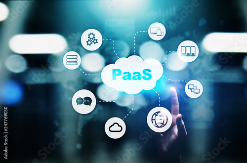 PaaS - Platform as a service, Internet technology and development concept.