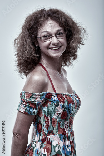 Happy woman studio portrait