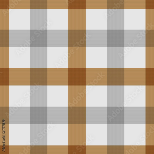 Seamless plaid tablecloth pattern background, light brown, illustration