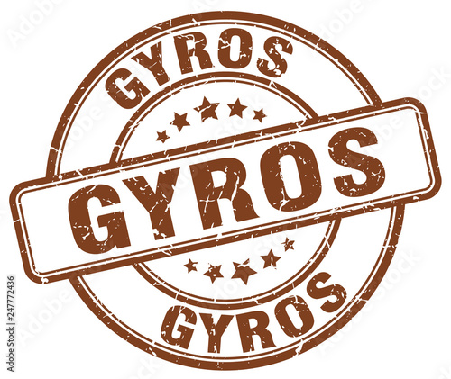 gyros brown grunge round vintage rubber stamp
