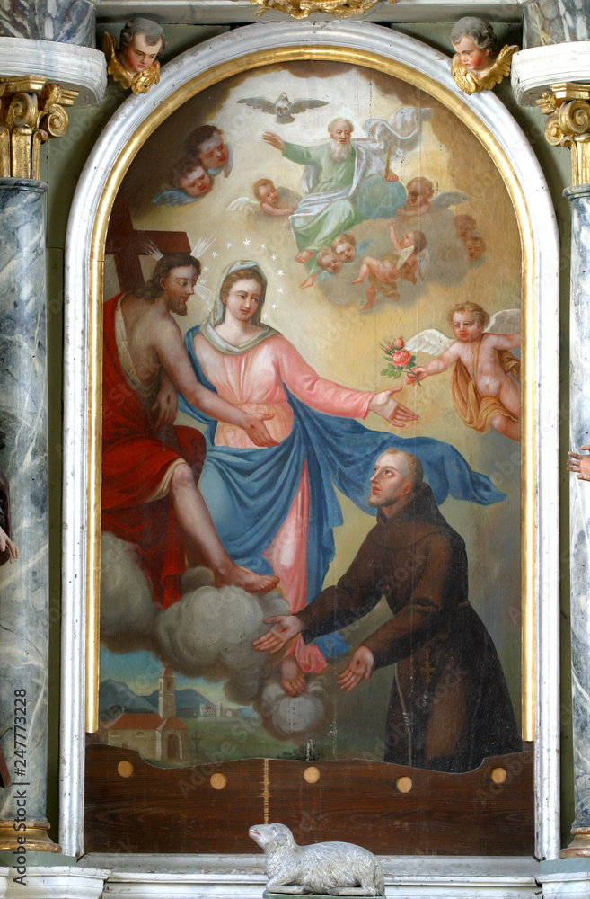 Our Lady of the Angels, painting at the church altar