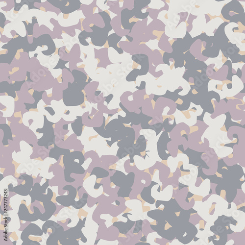 Urban UFO camouflage of various shades of beige, blue, purple and white colors