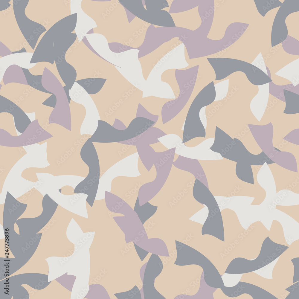 Urban UFO camouflage of various shades of beige, blue, purple and white colors Urban UFO camouflage of various shades of beige, blue, purple and white colors
