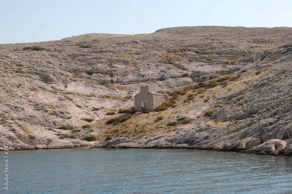 Ruins of an old church on Pag islands in Adriatic sea. Croatia.