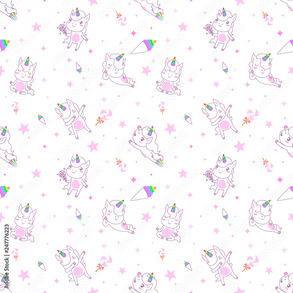 Cute unicorn seamless pattern wallpaper Stock Vector | Adobe Stock