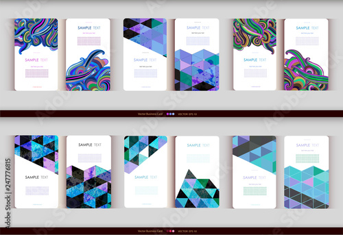 Abstract geometric business card Set. 