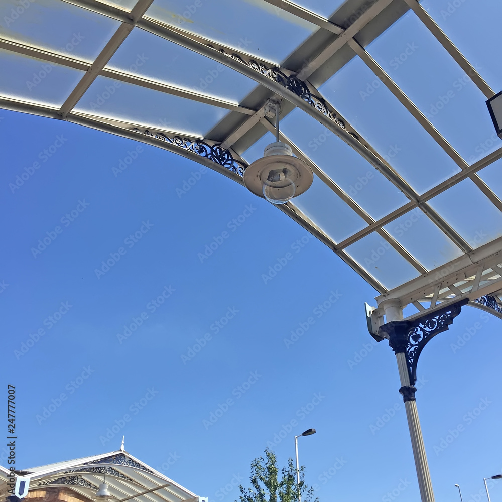 Loughborough railway station platform lighting equipment, UK