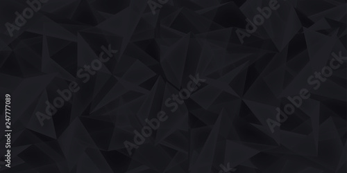 Abstract black background, glass crystals texture, many triangles dark wallpaper, vector design 