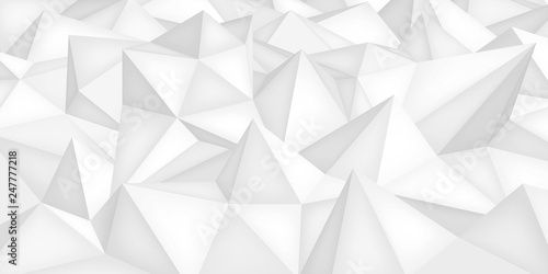 Low polygon shapes, light background, white crystals, triangles mosaic, creative origami wallpaper, templates vector design © panimoni