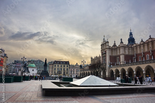 Market square in the center of Krakow, Poland