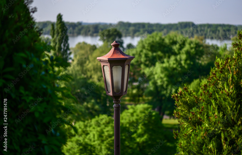 Lamp illuminated at Kalemegdan park in Belgrade, Serbia