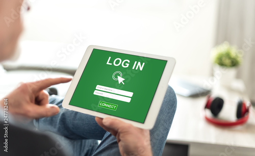 Login concept on a tablet