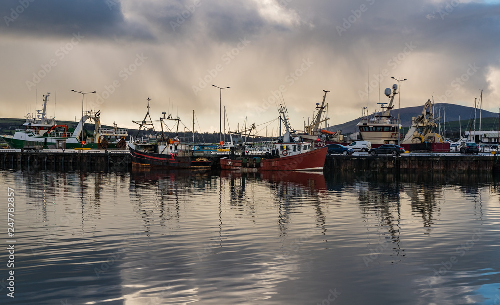 Fishing Boats docked in Dingle bay Harbour on the west coast of Ireland