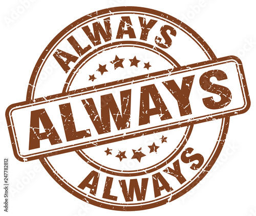 always brown grunge round vintage rubber stamp