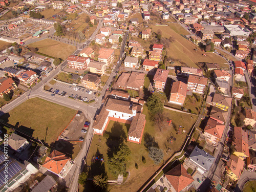 aerial view of the city of Vertova, Bergamo, Lombardia, Italy photo